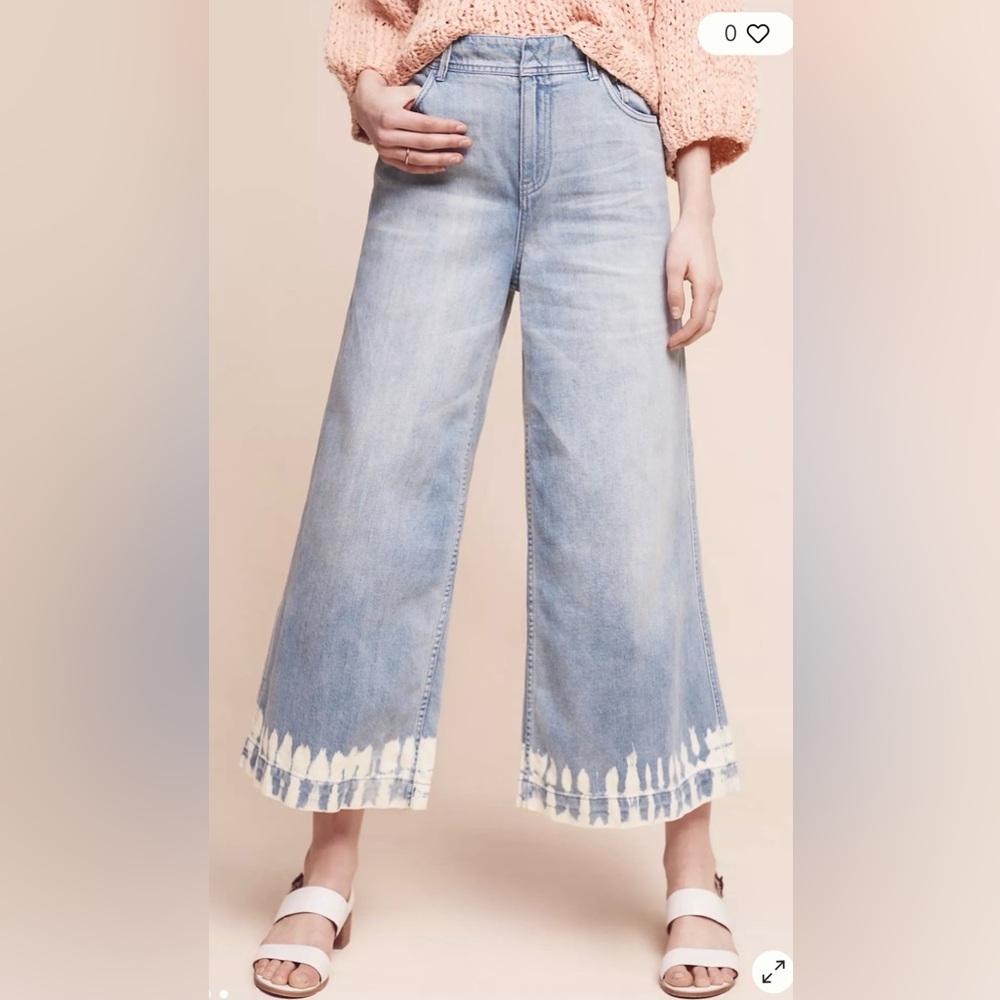 Pilcro and the Letterpress (Anthropologie) Light Bleach Tie Dye Wide Leg Jeans - Picture 2 of 16